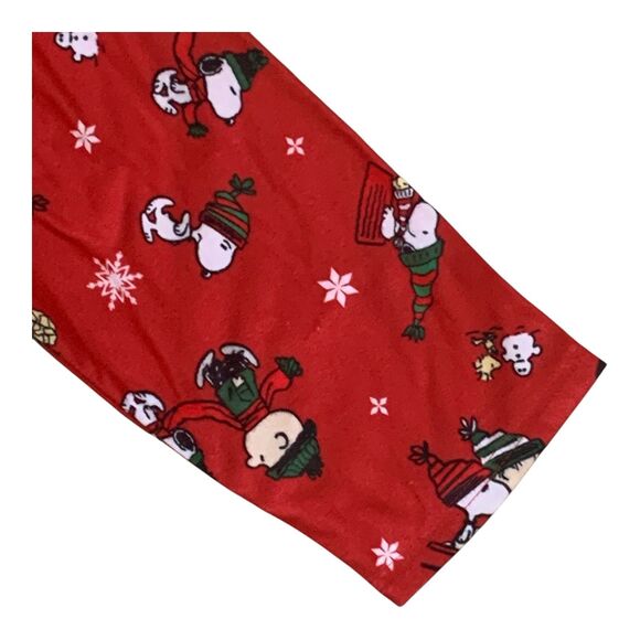 Peanuts Pajama Shirt Mens LG Snoopy Charlie Brown V-Neck Flannel Long Sleeves - Picture 9 of 12